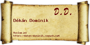 Dékán Dominik névjegykártya